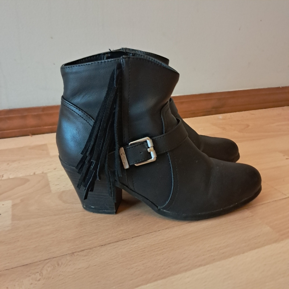 Circus Sam Edelman Boots Women's 9 Black Fringe Tassel Leah Bootie Ankle